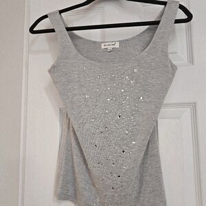 Gray Sequin Women's Tank Top By Bluoltre